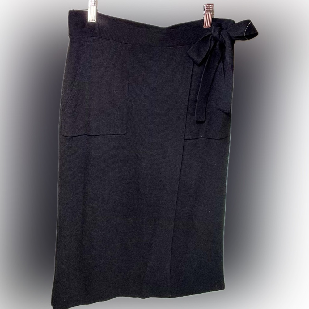 LOFT Sweater Knit Midi Faux Wrap straight skirt size medium